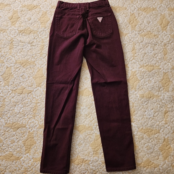 RARE Vintage Guess High Rise Straight Leg Jeans Maroon - Picture 3 of 13